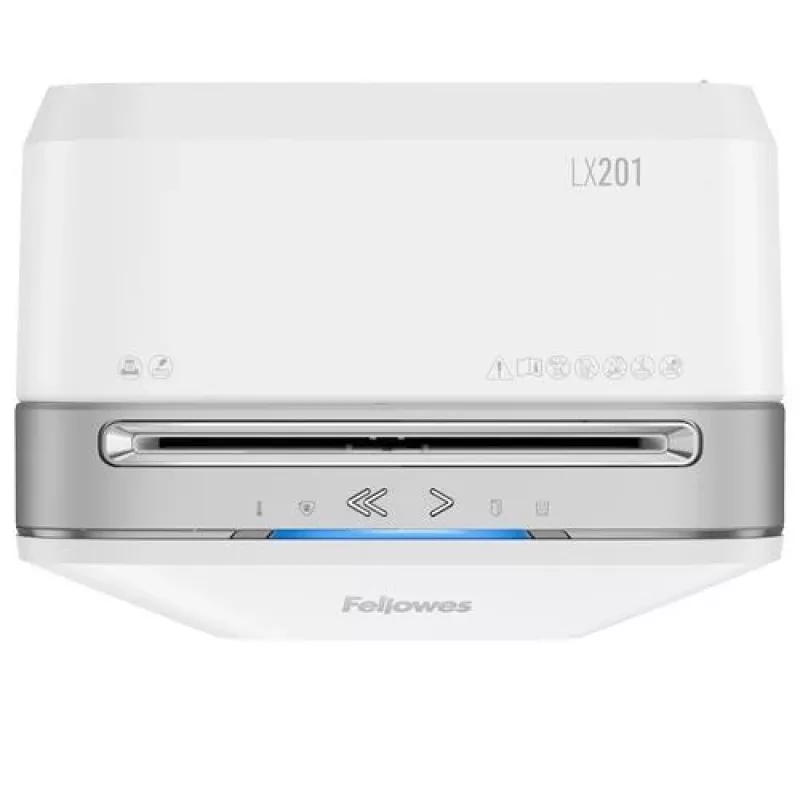 Destructora de papel Fellowes Powershred LX201 microcorte, 12 hojas, 22 litros, blanca