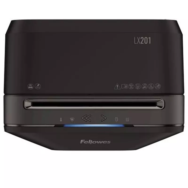 Fellowes Powershred LX201 Destructora de corte en partículas, negro, 10 hojas, seguridad P-5, depósito 22L