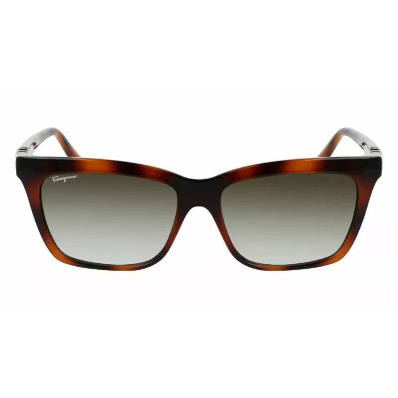 Ferragamo SF1027S-214 Gafas de sol para mujer Havana acetato cuadradas marrón degradado 55mm