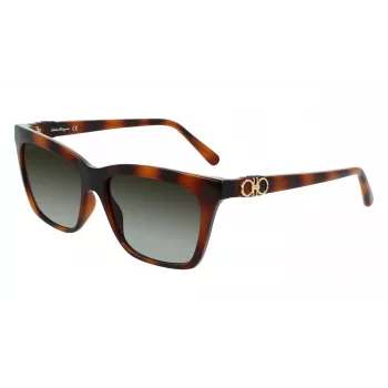 Ferragamo SF1027S-214 Gafas de sol para mujer Havana acetato cuadradas marrón degradado 55mm