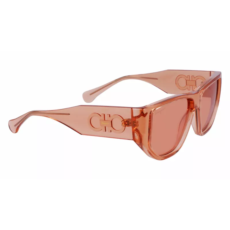 Ferragamo SF1077S-838 Gafas de sol unisex pilot Shiny Rose Gold Brown Gradient 56/13/140 mm