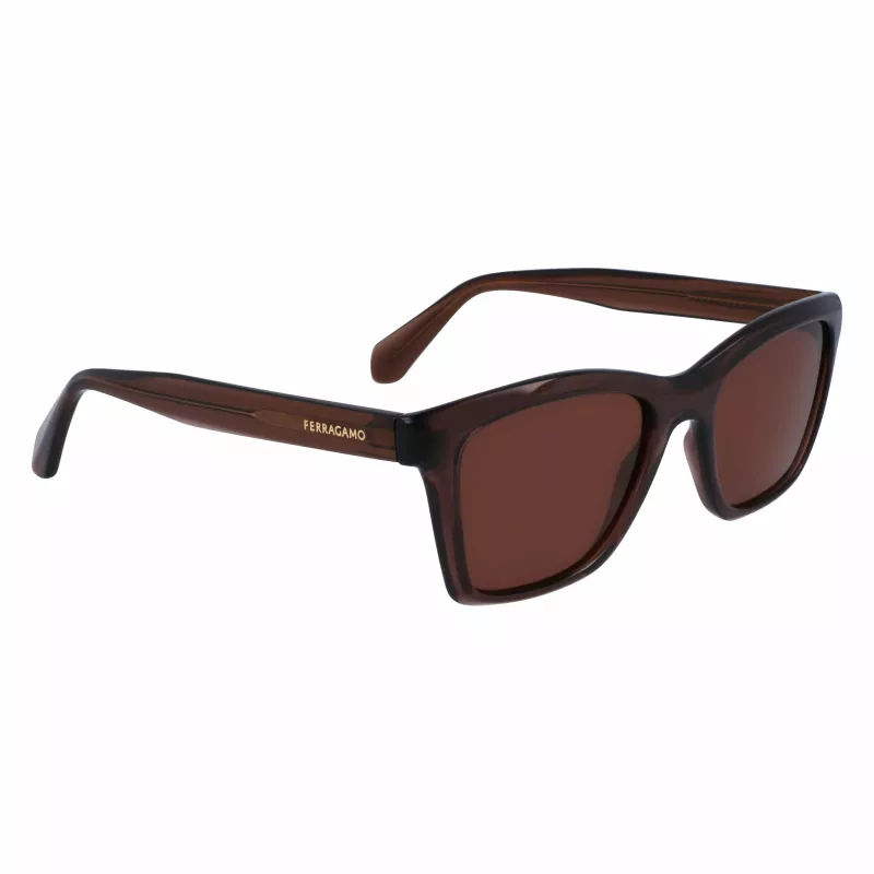 FERRAGAMO SF2001S-232 Gafas de sol unisex Havana marrón montura acetato cuadrada lentes marrones 54/20/145 mm
