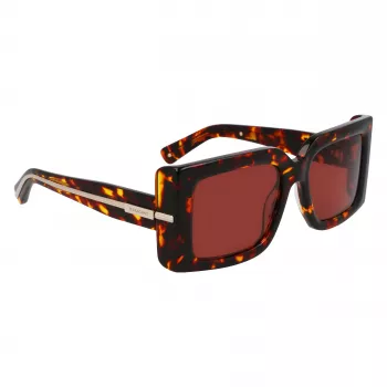 FERRAGAMO SF2032S-242 Gafas de sol de mujer Havana Montura de acetato rectangular lentes degradadas marrones 55/19/140 mm