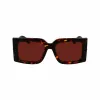 FERRAGAMO SF2032S-242 Gafas de sol de mujer Havana Montura de acetato rectangular lentes degradadas marrones 55/19/140 mm