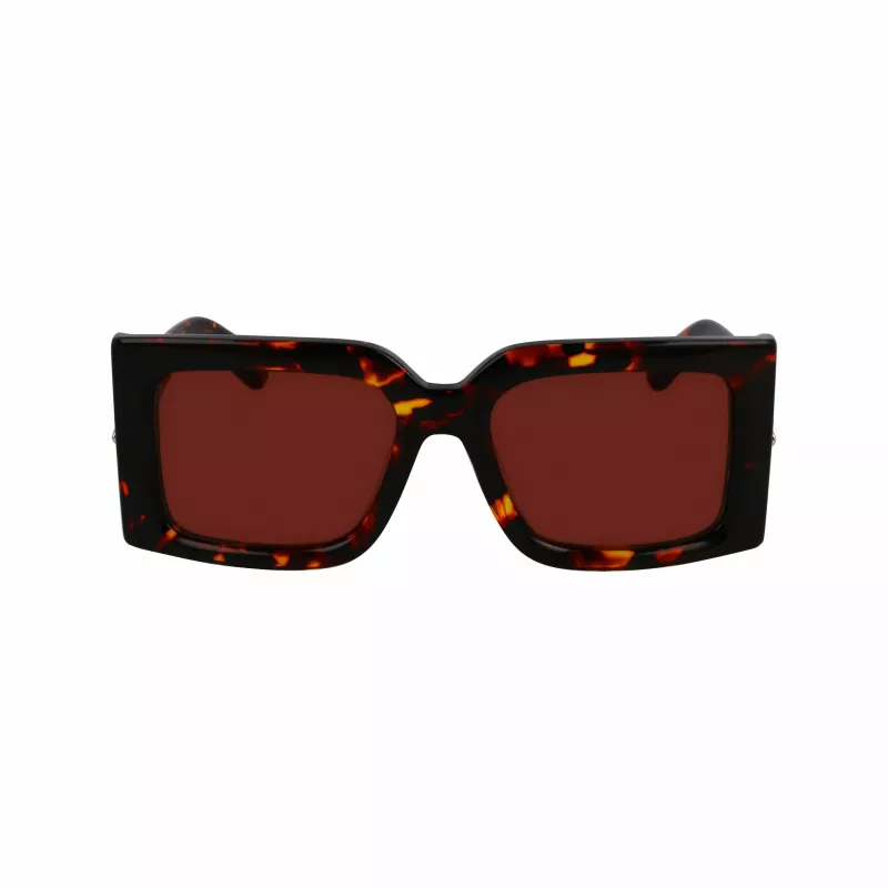FERRAGAMO SF2032S-242 Gafas de sol de mujer Havana Montura de acetato rectangular lentes degradadas marrones 55/19/140 mm