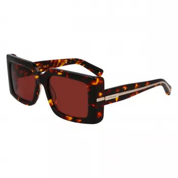 FERRAGAMO SF2032S-242 Gafas de sol de mujer Havana Montura de acetato rectangular lentes degradadas marrones 55/19/140 mm