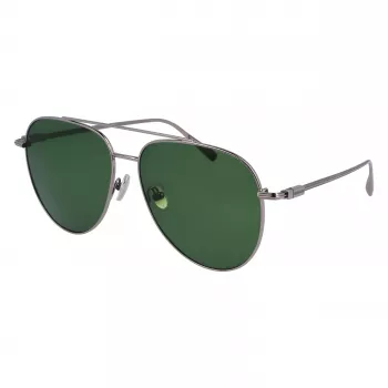 FERRAGAMO SF308S-44 Gafas de sol rectangulares de hombre - Montura acetato Havana marrón, lentes policarbonato grises, protección UV400