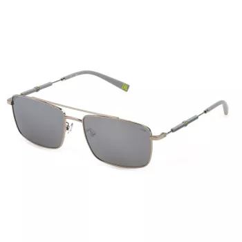 FILA Gafas de sol hombre SFI116V57579X - Montura negra, lentes grises, 57 mm