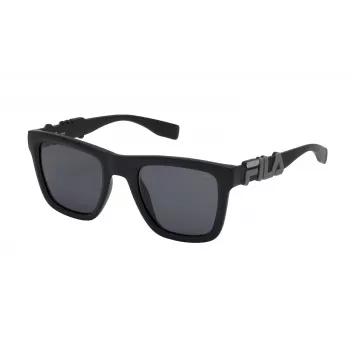 FILA SF9416-510U28 Gafas de sol rectangulares de hombre - Montura negra/gris - Lentes de policarbonato grises - Protección UV400