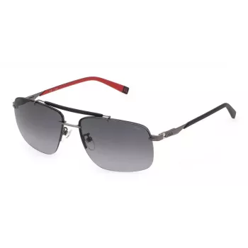 FILA SFI210-610568 Gafas de sol para hombre - Montura negra, lentes grises, protección UV400
