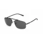 FILA SFI210-610627 Gafas de sol hombre rectangulares, montura de acetato negro brillante, lentes de policarbonato gris humo, 61/15/145 mm