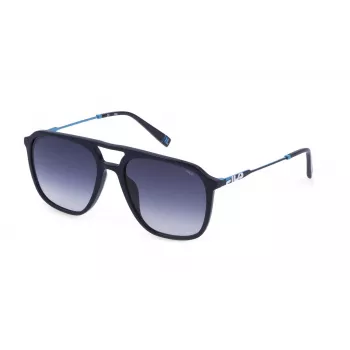 FILA SFI215-560821 Gafas de sol rectangulares para hombre - Montura negra, lentes grises, protección UV400