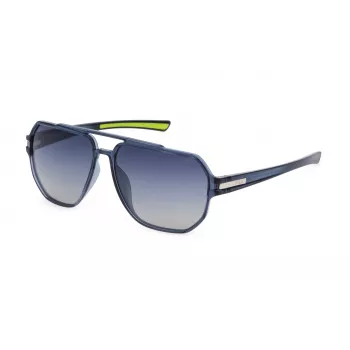 FILA SFI301-606G5P Gafas de sol polarizadas para hombre, montura negra brillante, lentes gris ahumado, 60/14/140 mm