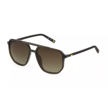 FILA SFI312-57Z51P Gafas de sol polarizadas para hombre - Montura negra, Lentes grises, 57 mm