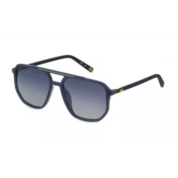 Gafas de sol polarizadas de hombre FILA SFI31257BL1P - montura rectangular negra, lentes gris humo, 57 mm