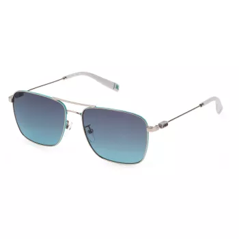 FILA SFI456-580579 Gafas de sol rectangulares para hombre - Montura negra, lente ahumada, protección UV400