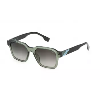 FILA SFI458-5206W5 Gafas de sol unisex - montura de acetato negra, lentes de policarbonato grises, protección UV400, ancho de lente 52 mm