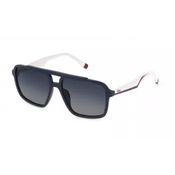 FILA SFI460-57D82P Gafas de sol unisex, montura negra, lentes grises polarizadas, 57 mm