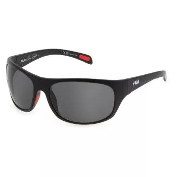 FILA SFI514-64U28P Gafas de sol polarizadas de hombre, montura negra, lentes grises, 64/17/130 mm
