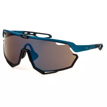 Gafas de sol de hombre FILA SFI722-630U28 rectangulares - Montura negra brillante, lente ahumada, UV400