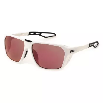 FILA SFI722-635WWA Gafas de sol rectangulares para hombre - Montura negra, lentes grises, UV400