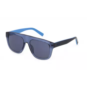 FILA gafas de sol unisex SFI220-540T31 - montura negra rectangular, lentes grises, protección UV400