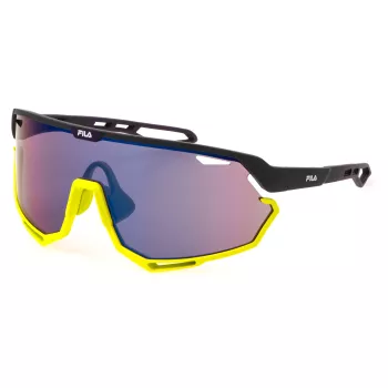 FILA Gafas de sol unisex SFI529-546HKX - Montura negra, lentes grises, protección UV400