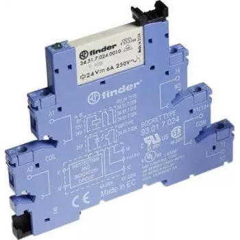 Finder 38 Serie Módulo de relé de interfaz, 1 CO 6A, bobina 12V DC, 6,2mm, Push-in 38.51.7.012.5050