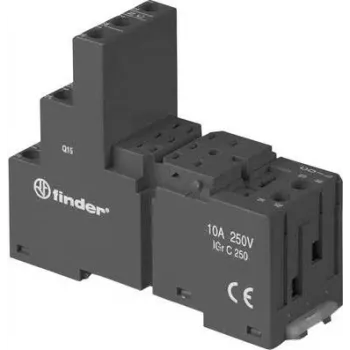 Finder 94.03.0 Zócalo roscado Negro para relés 55.33/55.34 y 85.33/85.34, 3 polos, 10A 250V, montaje en carril DIN/panel