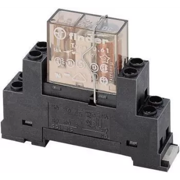 Zócalo de relé Finder 95.65M con clip de sujeción para relés de la serie 65, 3 polos, 10 A, 250 V AC, bornes de tornillo, montaje en carril DIN/panel