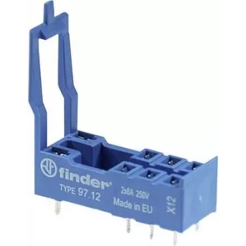 Finder 97.12 zócalo de relé para serie 46, 8 polos, bornes de tornillo, montaje en carril DIN/panel, 10 A, 250 V AC, gris