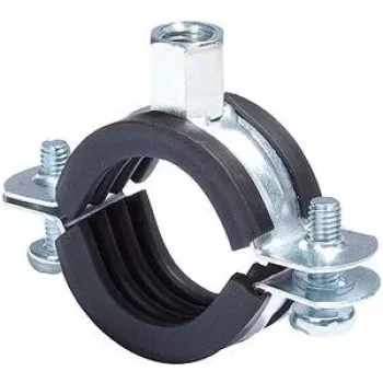 Fischer 91489 Abrazadera para tubos FRS 74-78 mm M8/M10 con aislamiento acústico EPDM, acero galvanizado, pack de 25
