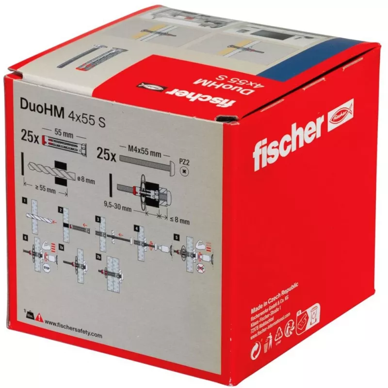 fischer DuoHM 4x55 S PH PZ taco para huecos 55 mm, 25 uds. 572920