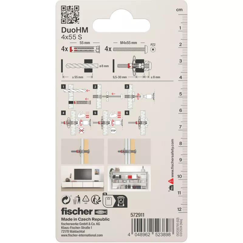 Taco para huecos Fischer DuoHM 4x55 S PH PZ 55 mm 4 uds. 572911