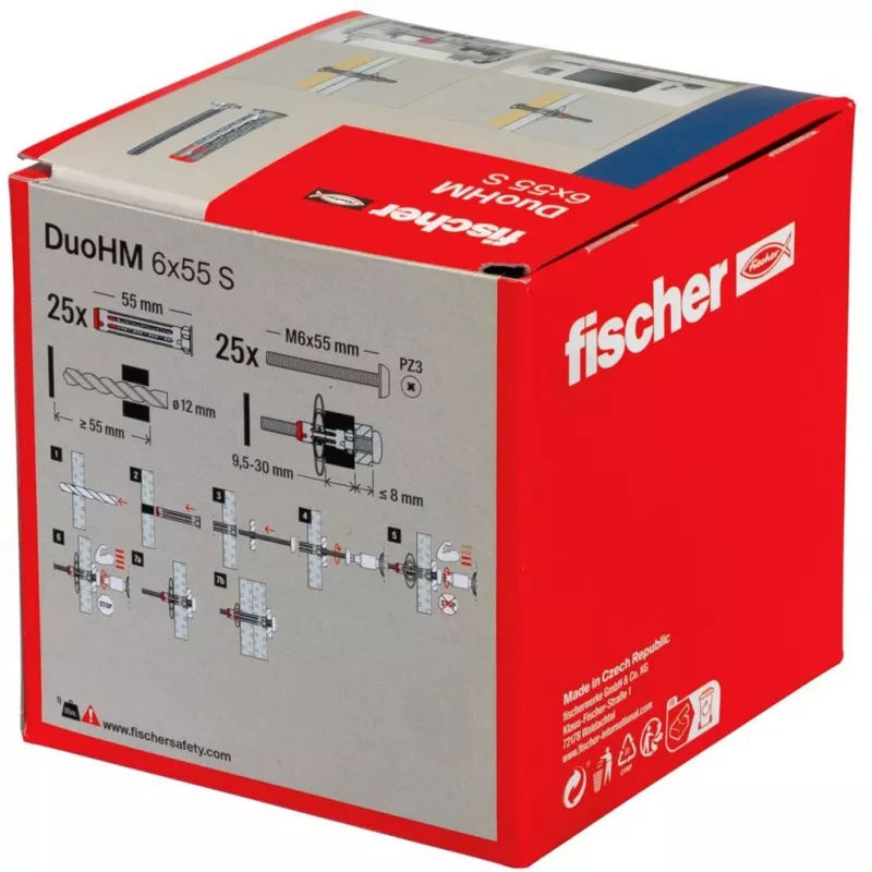 fischer DuoHM 6x55 S PH PZ Taco para huecos 55 mm, 25 uds. 572922