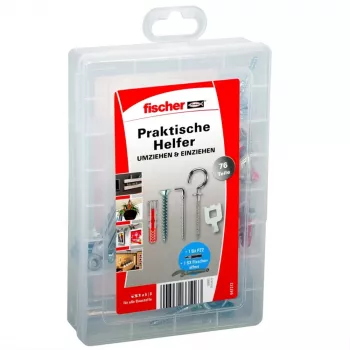 Fischer DuoPower 547212 Surtido de tacos y tornillos para mudanzas, 76 piezas