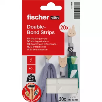 FISCHER GOW tiras de montaje 20 uds., blanco, 22 x 36 mm, autoadhesivas