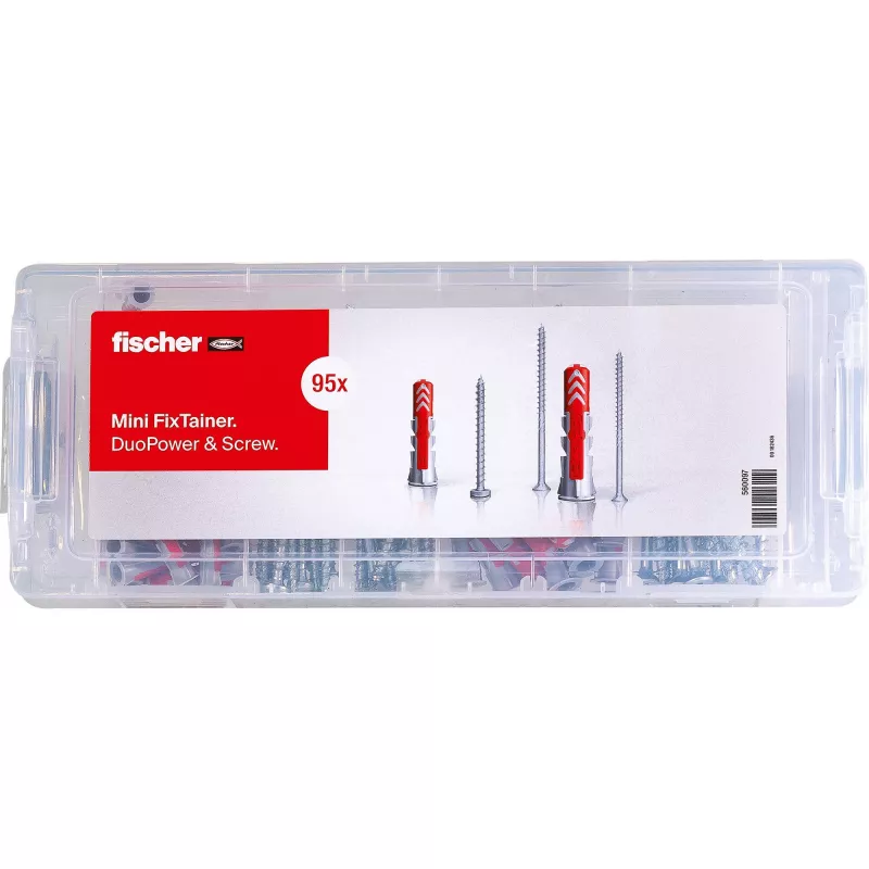 fischer Mini FixTainer - surtido de tacos y tornillos DuoPower Ø 4,5/5/6/8 mm 30/40/50/60 (560097)