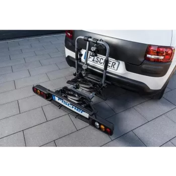 Fischer ProlineEvo 2 portabicicletas trasero para 2 bicicletas, 60 kg, plegable, iluminación LED