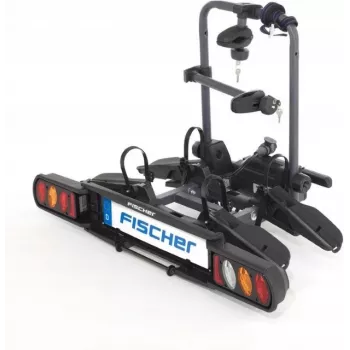 Fischer ProlineEvo 2 portabicicletas trasero para 2 bicicletas, 60 kg, plegable, iluminación LED