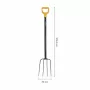 Fiskars Solid Horca de compost con cabeza de acero al boro y mango en D, 4 púas, 1220 mm