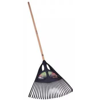 Fiskars Solid rastrillo para hojas, cabezal de polipropileno de 52 cm, mango de aluminio de 175 cm, 25 dientes flexibles, negro/naranja