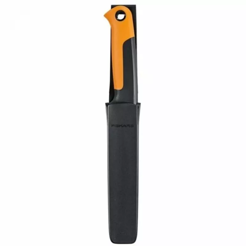 Fiskars X-series K82 Cuchillo de recolección, hoja de acero inoxidable, mango SoftGrip, 15 cm, negro/naranja