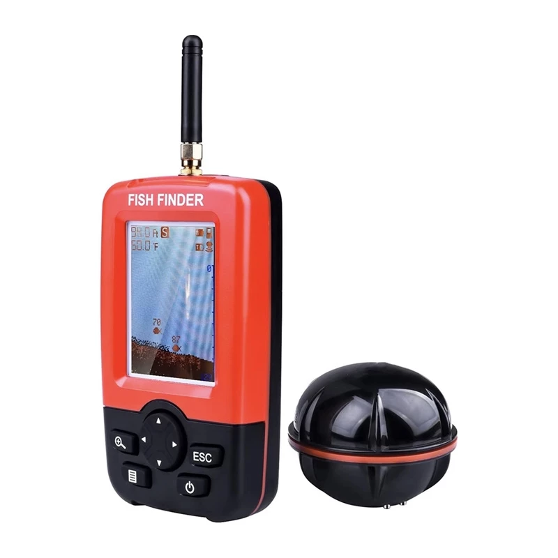 FLYTEC XJ-01 Sonda de peces - Sonar inalámbrico portátil con 125 kHz, haz de 90°, profundidad de 36 m, pantalla LCD FSTN