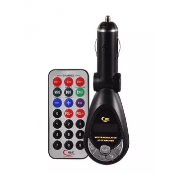FM-Transmitter CMP05 con mando a distancia, ranura USB, MicroUSB, ranura para tarjetas SD/TF, 87,5-108 MHz, 12V/24V, negro