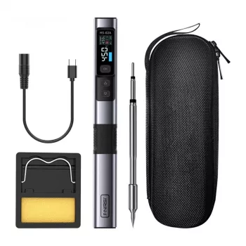 FNIRSI HS-02A Soldador inteligente de 100 W con USB-C PD, pantalla OLED, calentamiento rápido