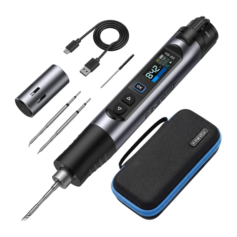 FNIRSI HS-03 Plus Soldador USB-C 65W con pantalla OLED