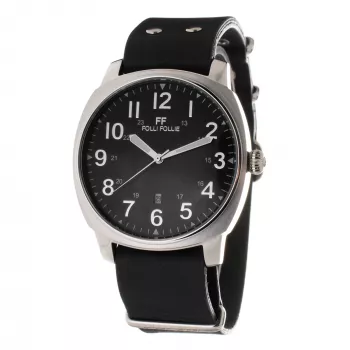 Folli Follie Reloj para hombre Donatella WT14T0015DG 40mm caja de acero inoxidable correa de piel negra cuarzo analógico
