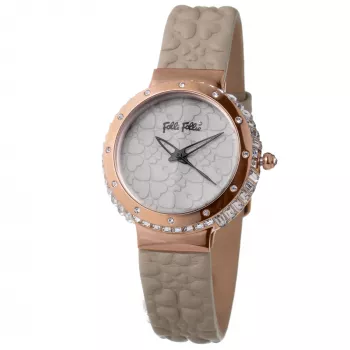 FOLLI FOLLIE Donatella reloj de cuarzo para mujer WF13B032SPI 35mm caja de acero inoxidable esfera blanca correa de piel rosa