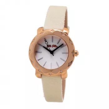 FOLLI FOLLIE Donatella Reloj de mujer de cuarzo WF14B002SPS 35mm oro rosa acero inoxidable piel rosa